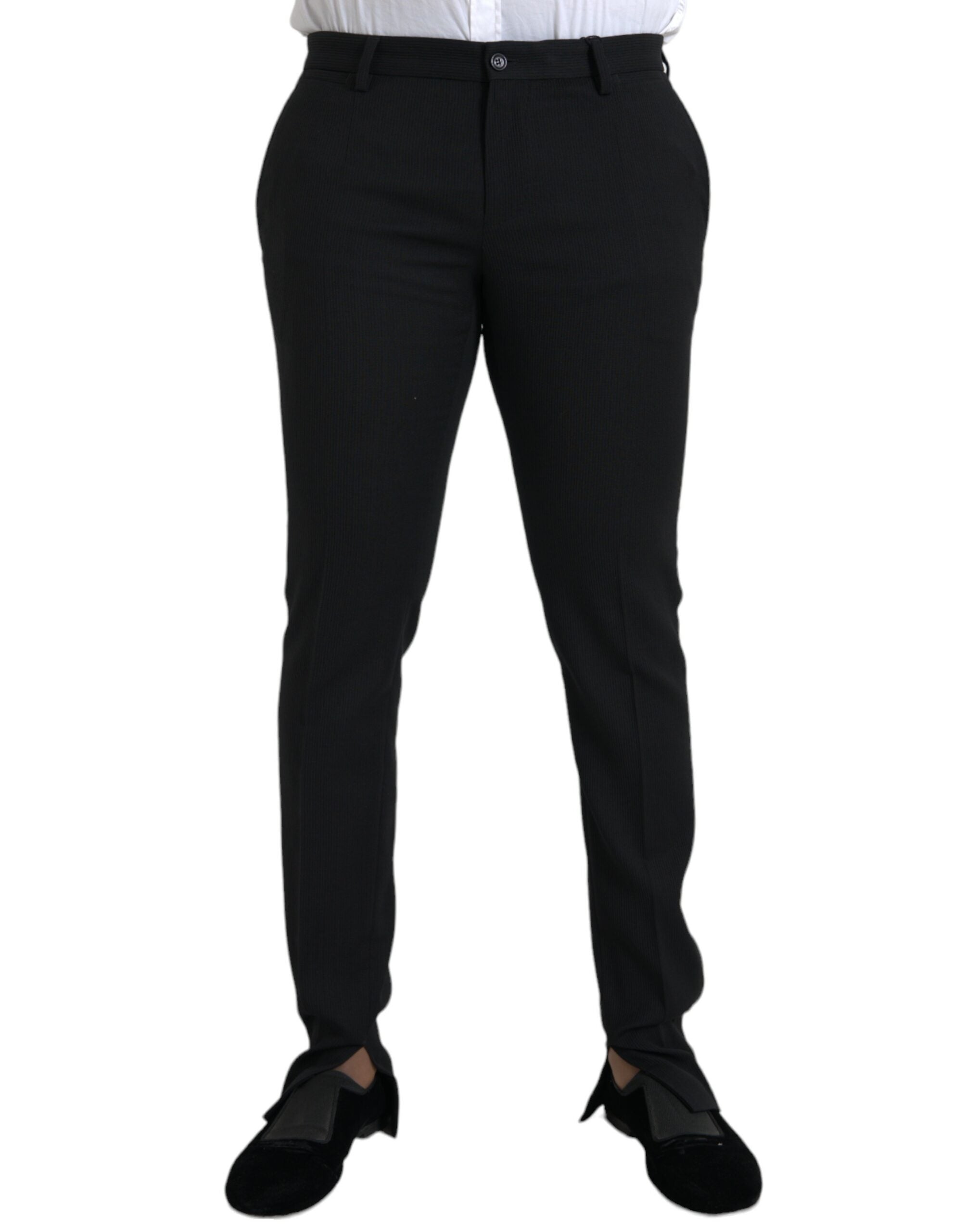 Dolce &amp; Gabbana Pantalon skinny en laine stretch noir pour hommes