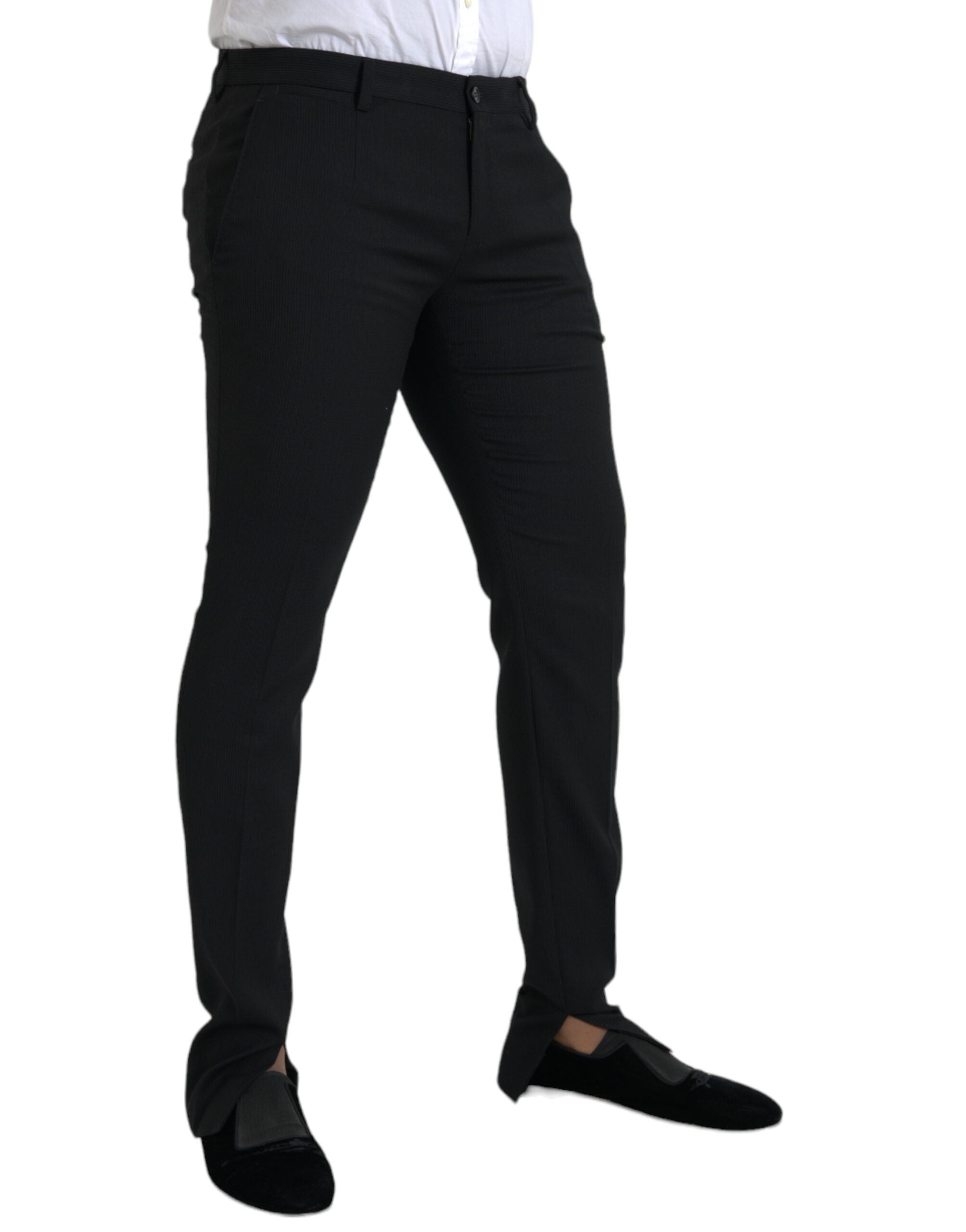 Dolce &amp; Gabbana Pantalon skinny en laine stretch noir pour hommes