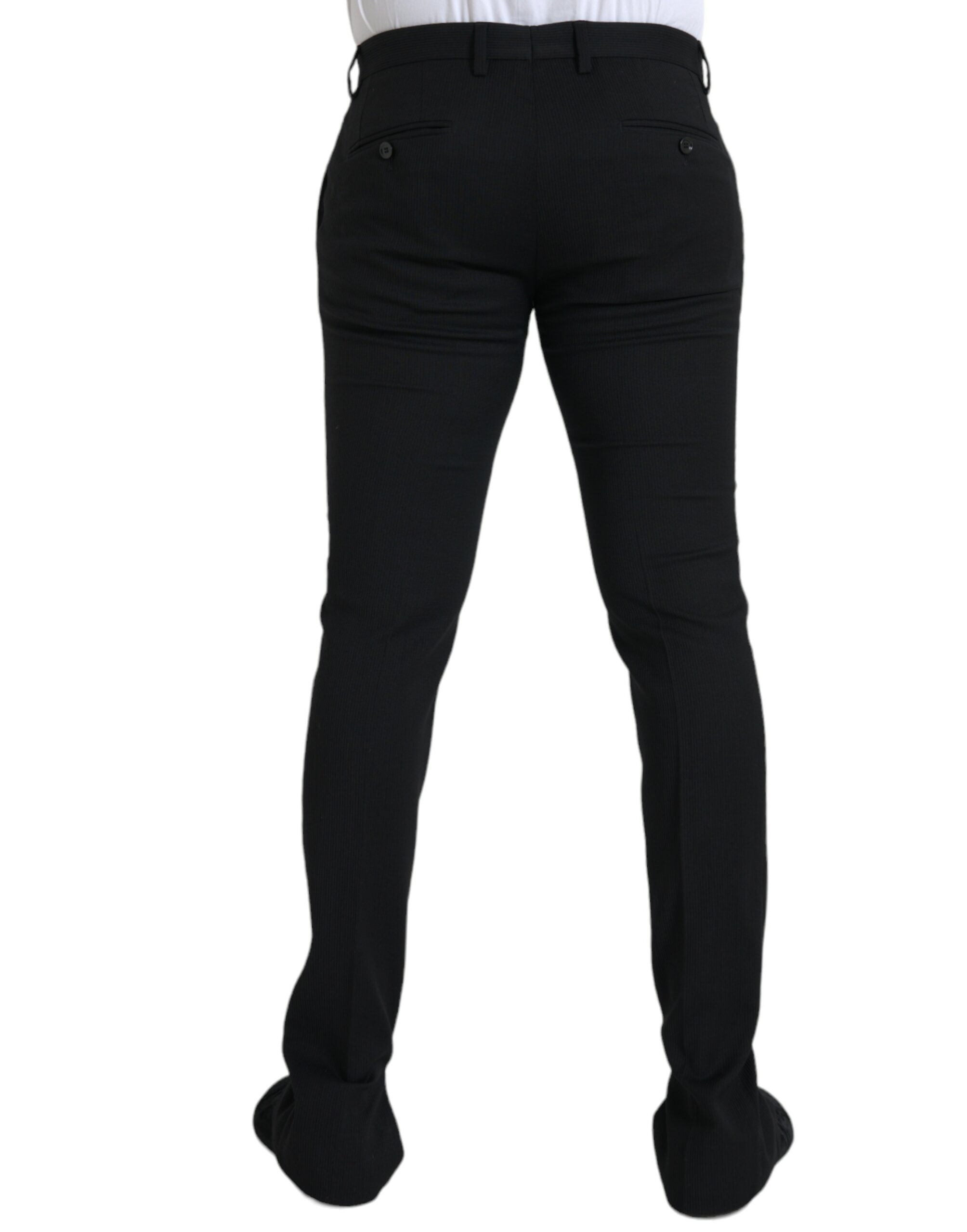 Dolce &amp; Gabbana Pantalon skinny en laine stretch noir pour hommes