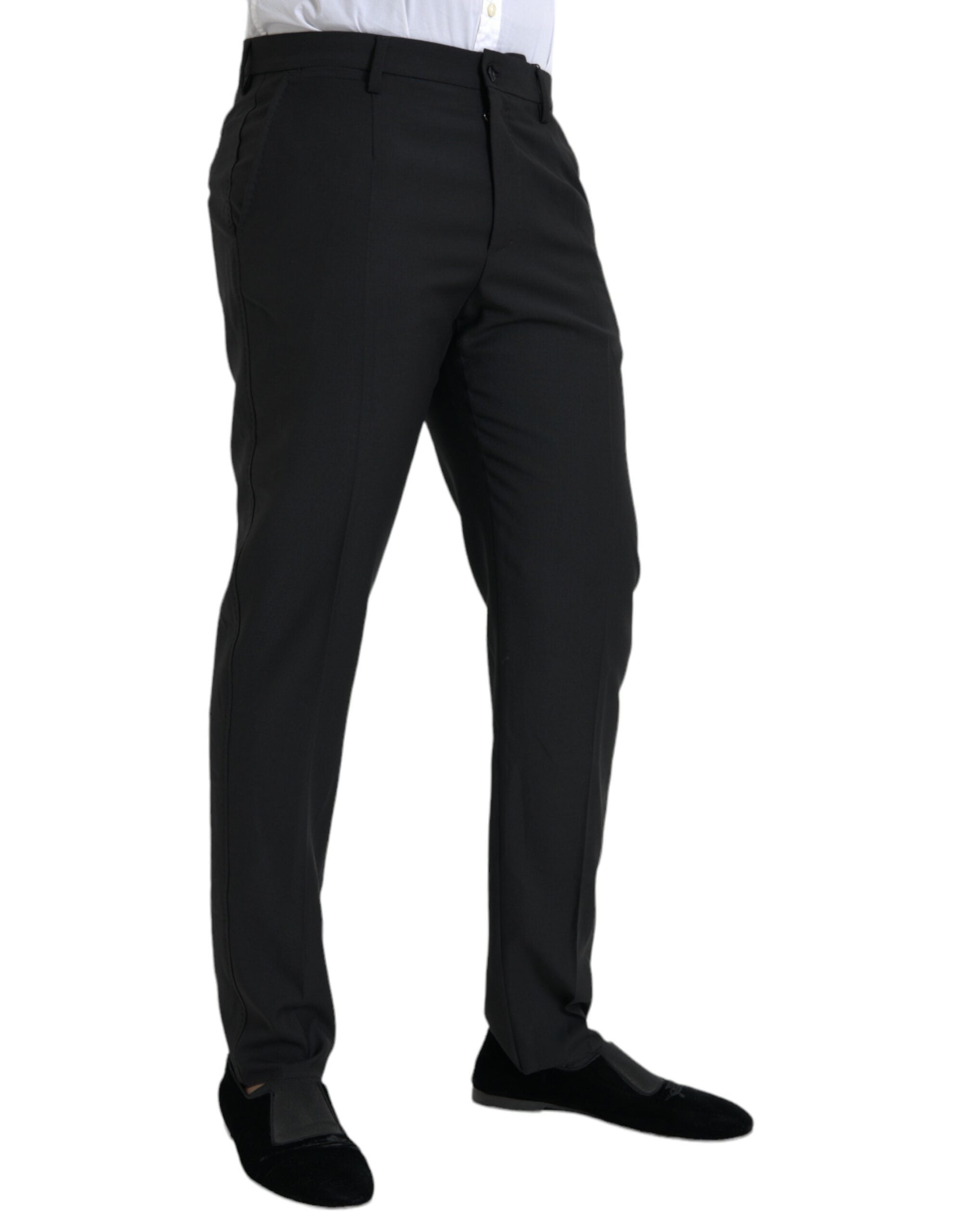 Dolce &amp; Gabbana Pantalon habillé skinny en laine noire pour hommes