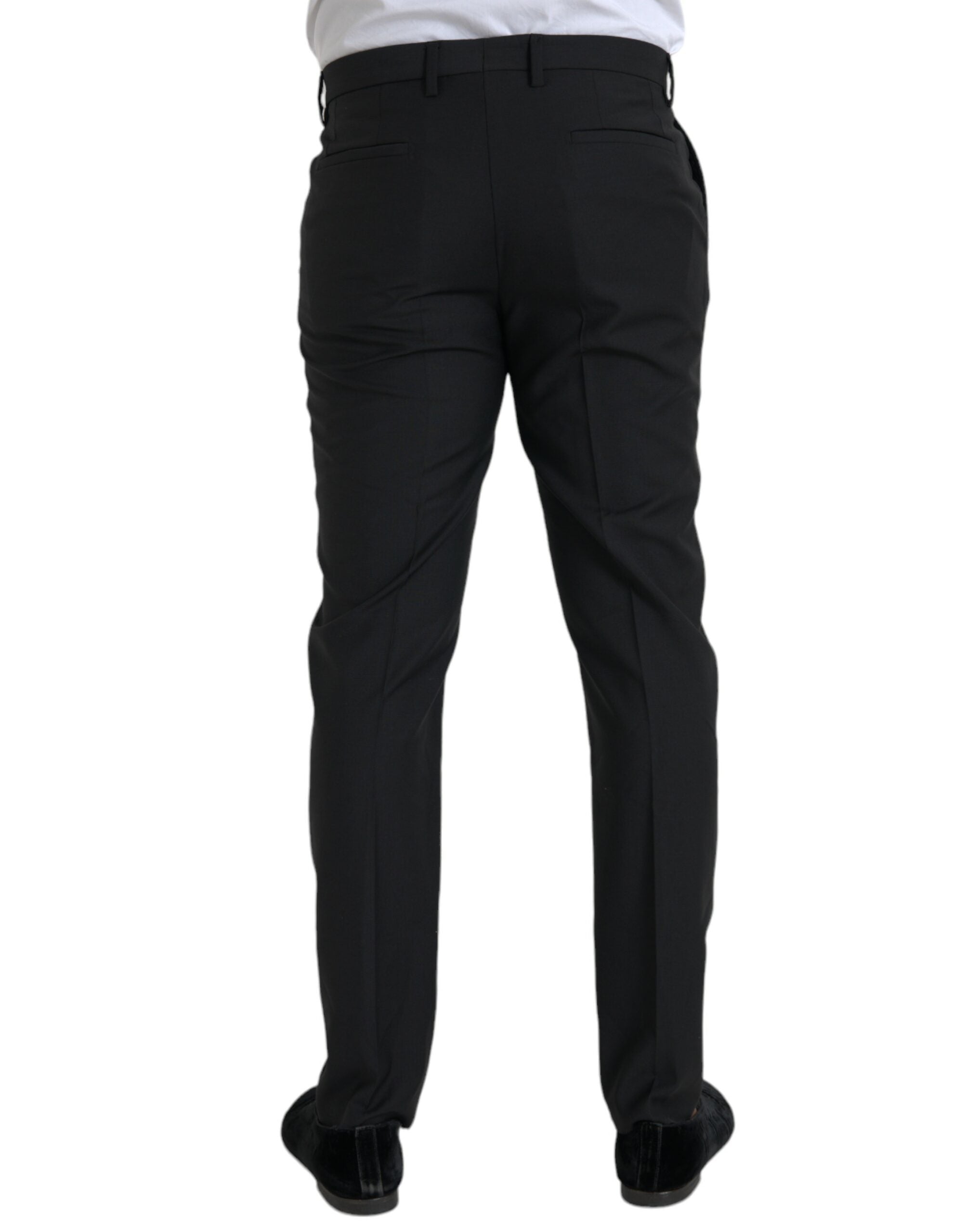 Dolce &amp; Gabbana Pantalon habillé skinny en laine noire pour hommes