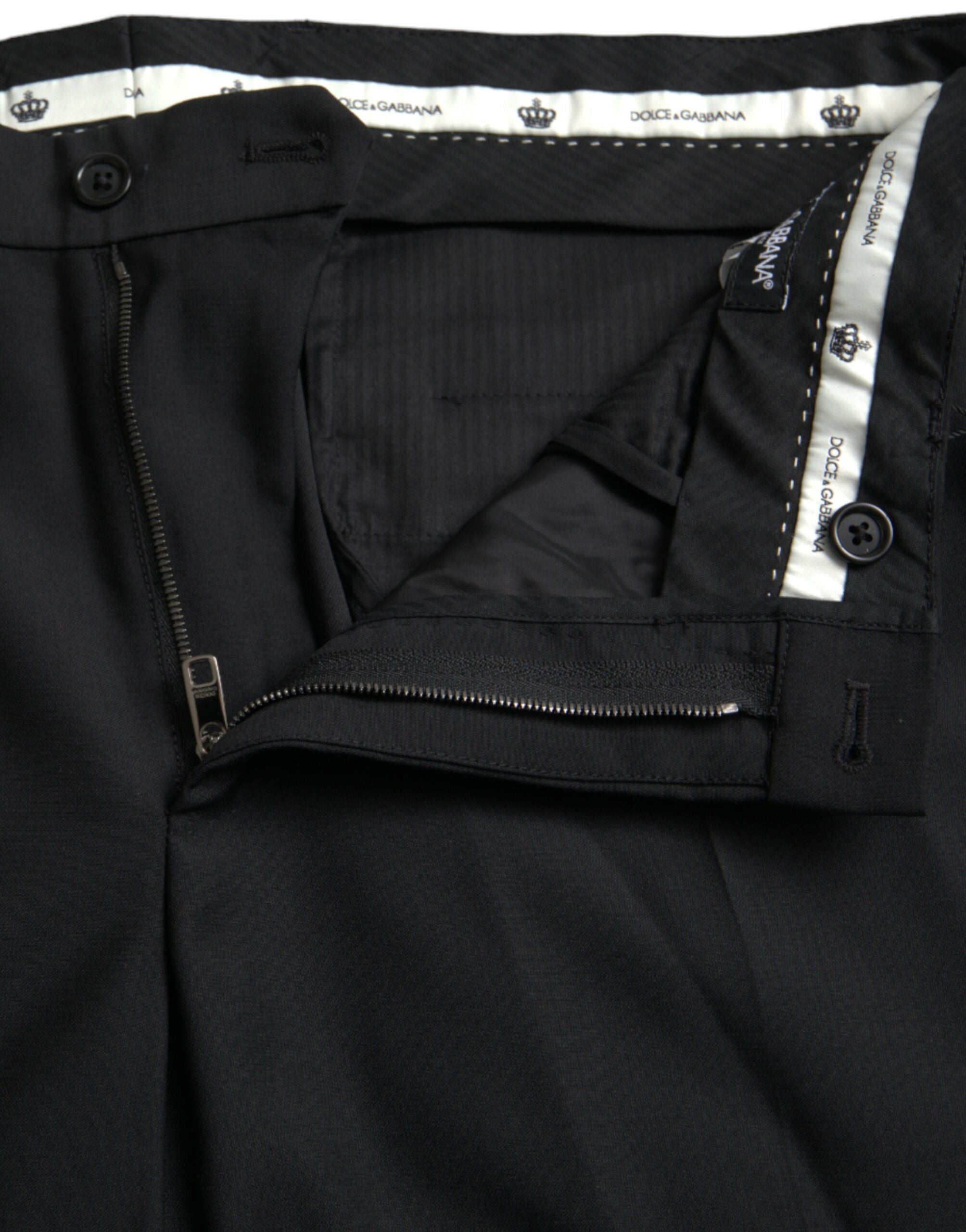 Dolce &amp; Gabbana Pantalon habillé skinny en laine noire pour hommes