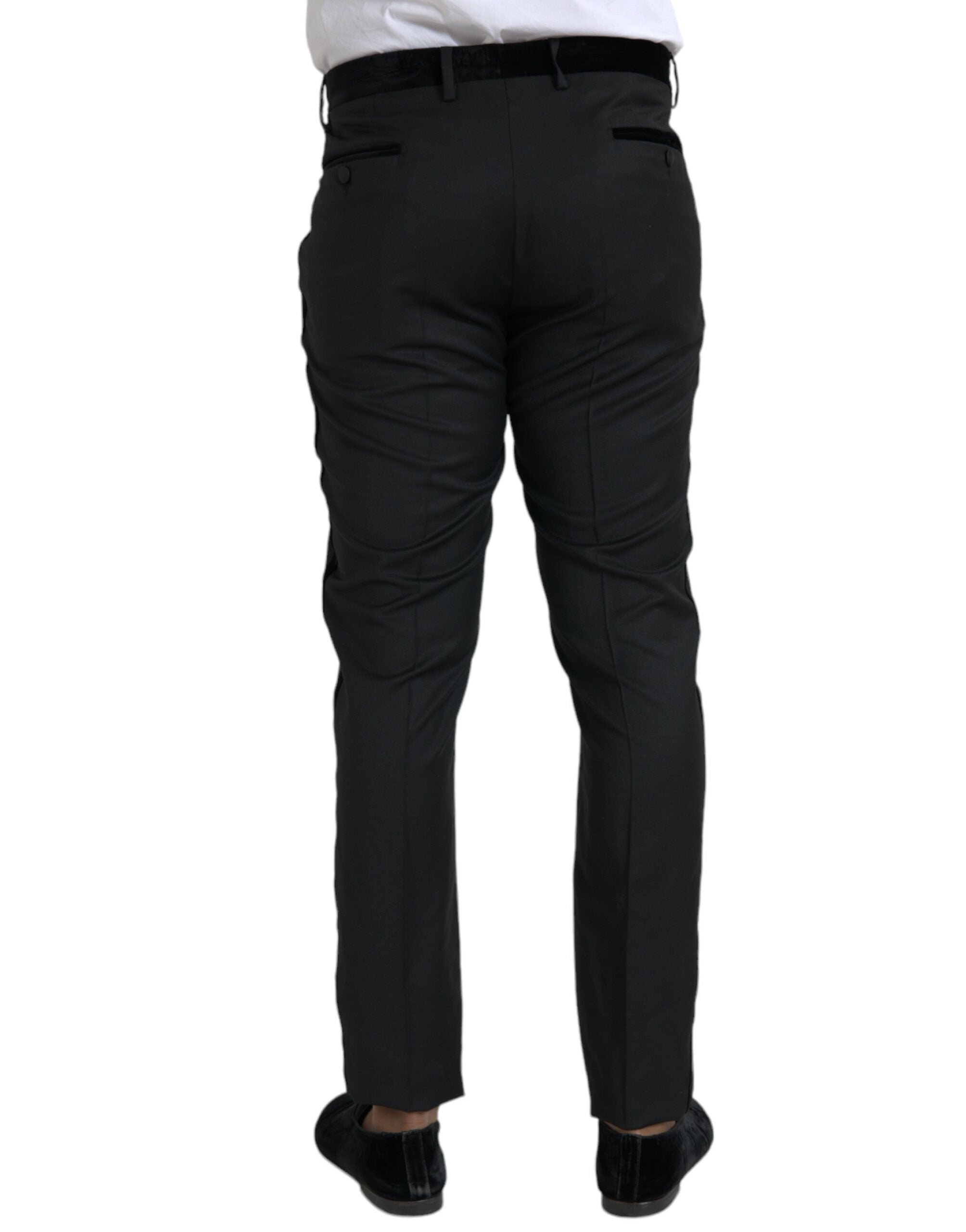 Dolce &amp; Gabbana Pantalon habillé skinny en soie noire pour hommes