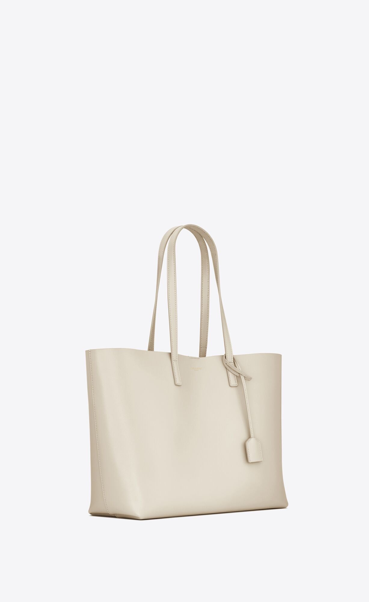 Saint Laurent White Calf Leather Tote Shoulder Bag