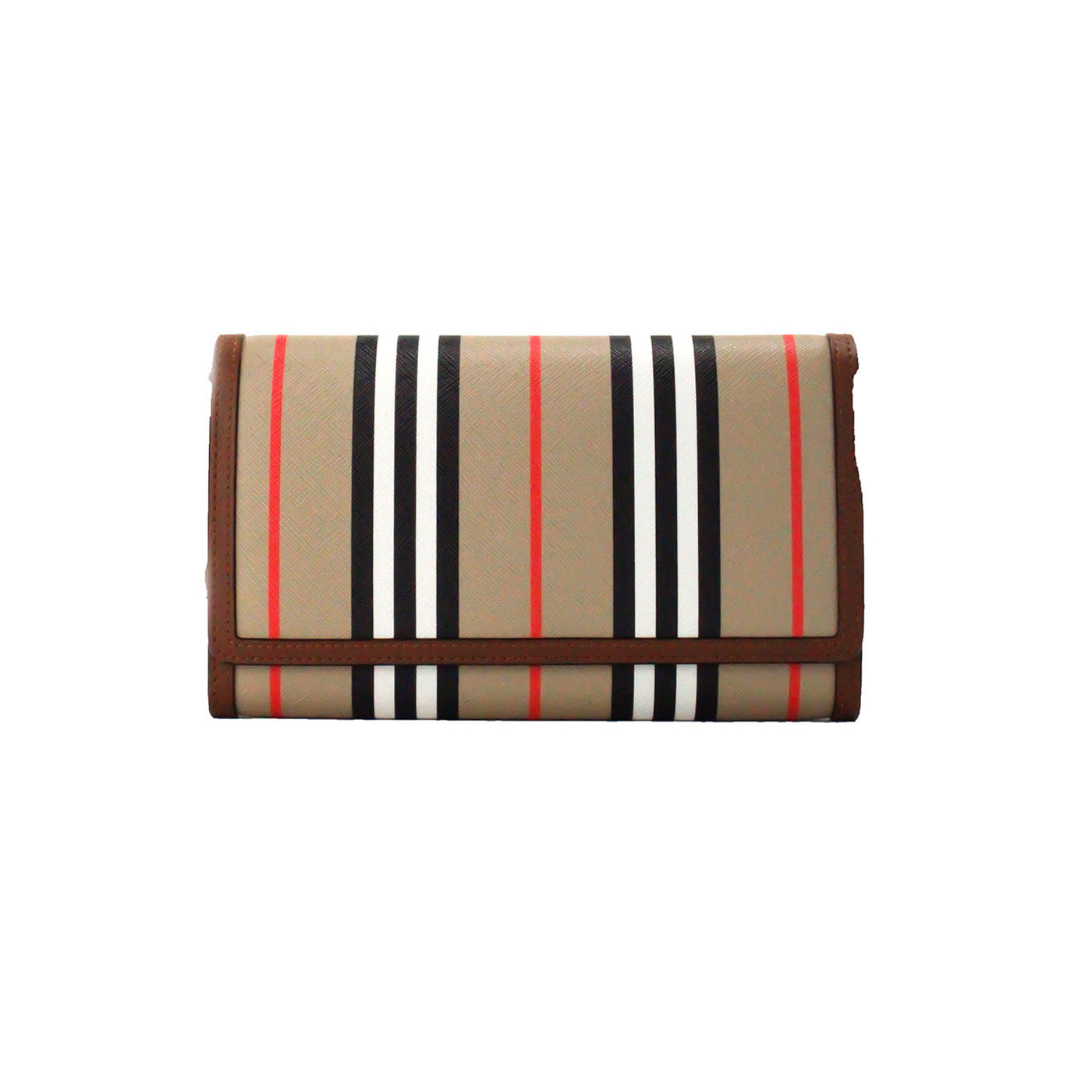 Burberry Hannah Icon Stripe Archive Tan E-Canvas Sac à bandoulière portefeuille en cuir