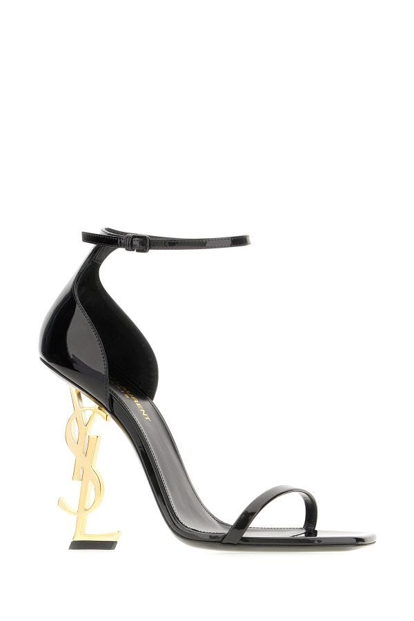 Sandales Opyum en cuir de veau noir Saint Laurent