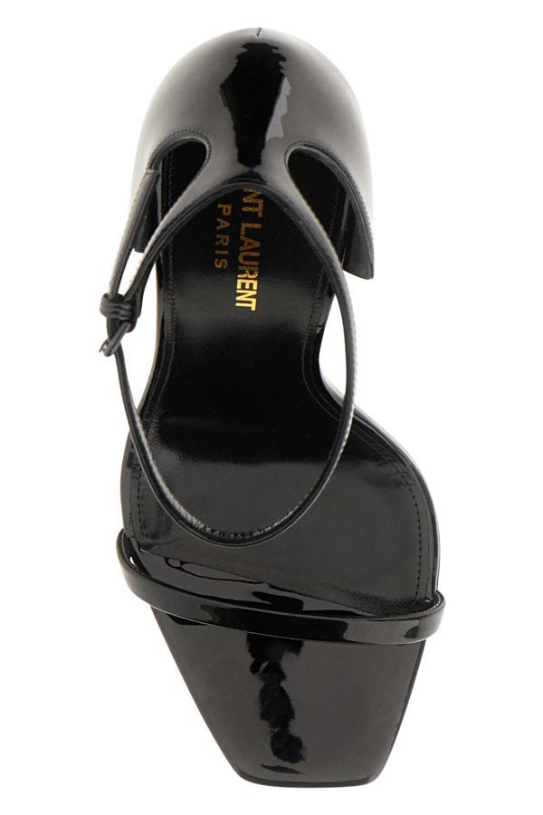 Sandales Opyum en cuir de veau noir Saint Laurent