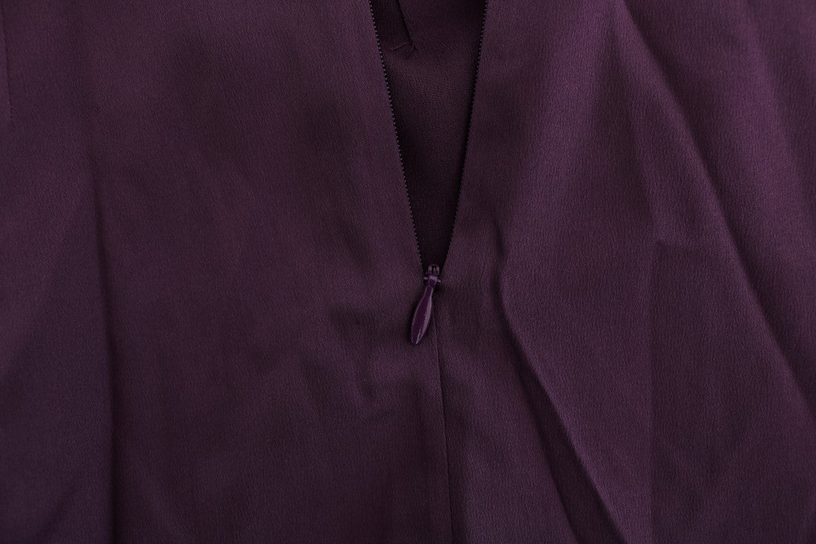 Dolce &amp; Gabbana Robe droite élégante en dentelle de soie violette