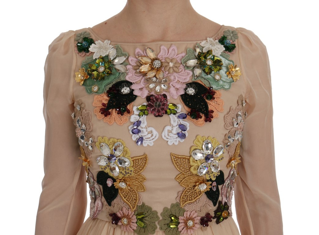 Dolce &amp; Gabbana Robe longue en soie brodée florale élégante