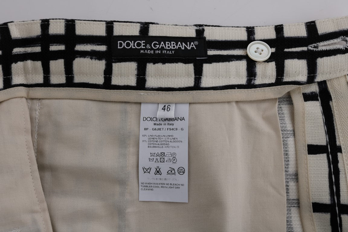 Dolce &amp; Gabbana Short élégant en coton et lin rayé