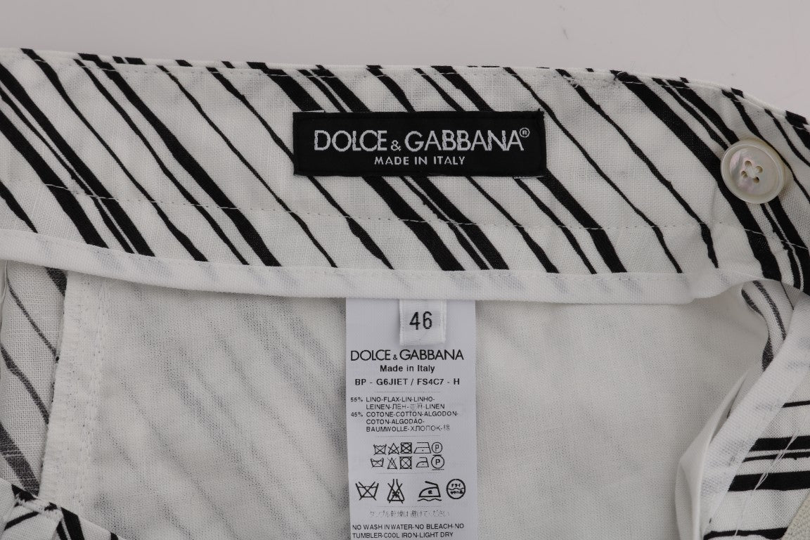 Dolce &amp; Gabbana Short élégant en coton et lin rayé