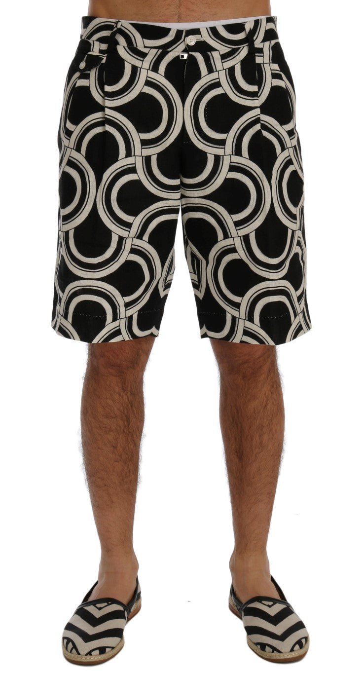 Dolce &amp; Gabbana Chic Short en lin à motifs noir et blanc