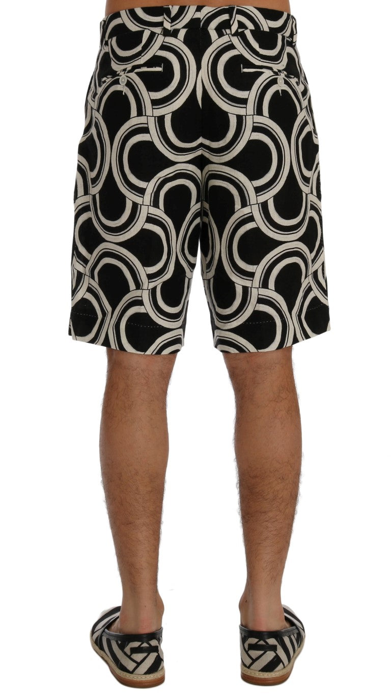 Dolce &amp; Gabbana Chic Short en lin à motifs noir et blanc