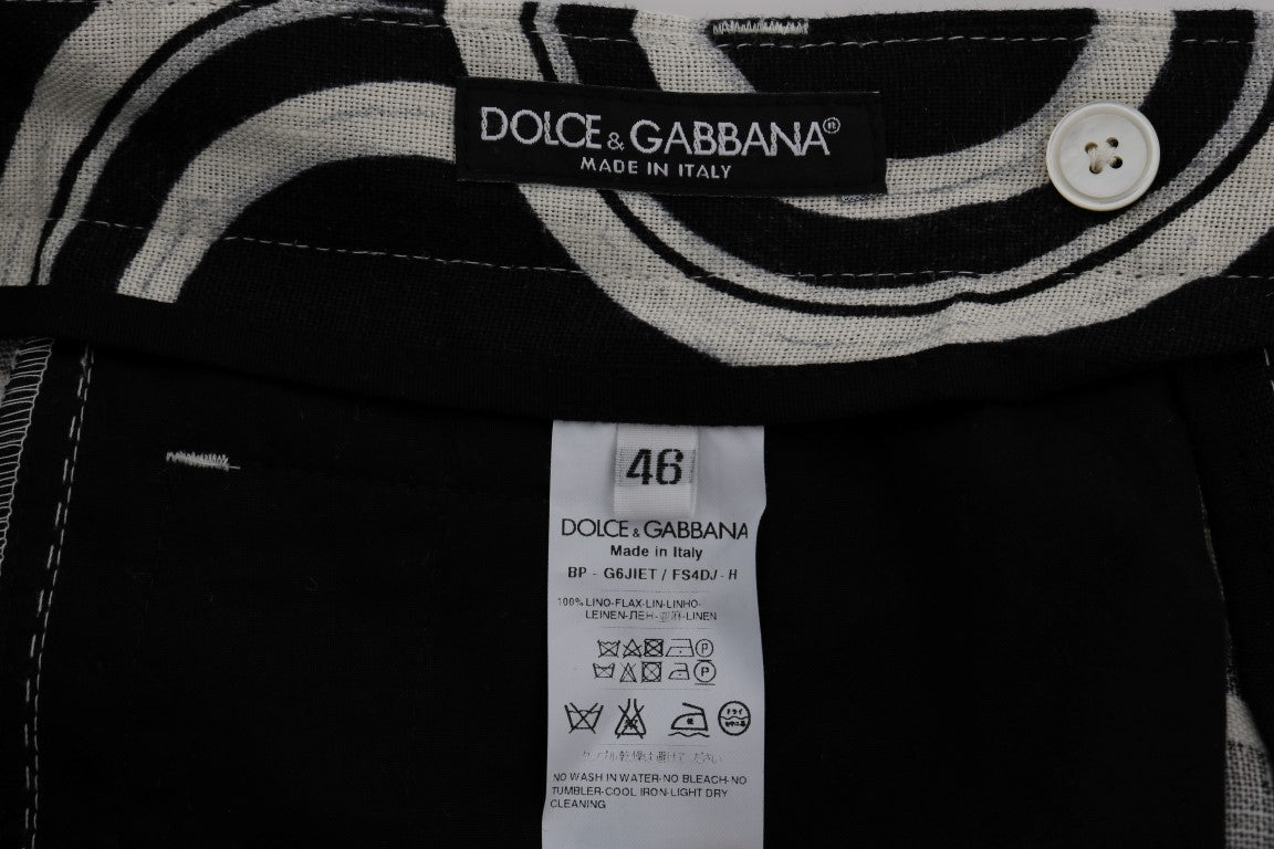 Dolce &amp; Gabbana Chic Short en lin à motifs noir et blanc