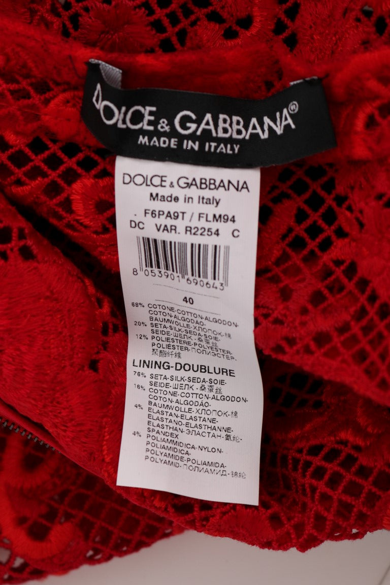 Dolce &amp; Gabbana Robe fourreau rouge élégante avec ceinture à nœud en soie