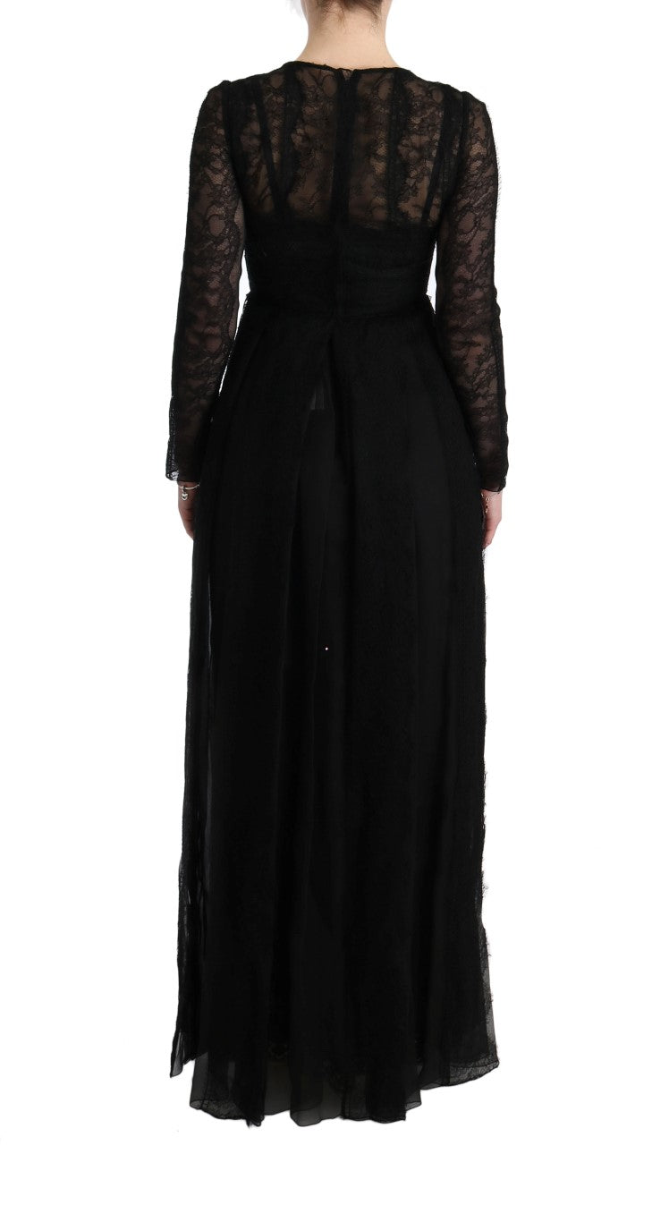 Dolce &amp; Gabbana Robe fourreau noire élégante à manches longues