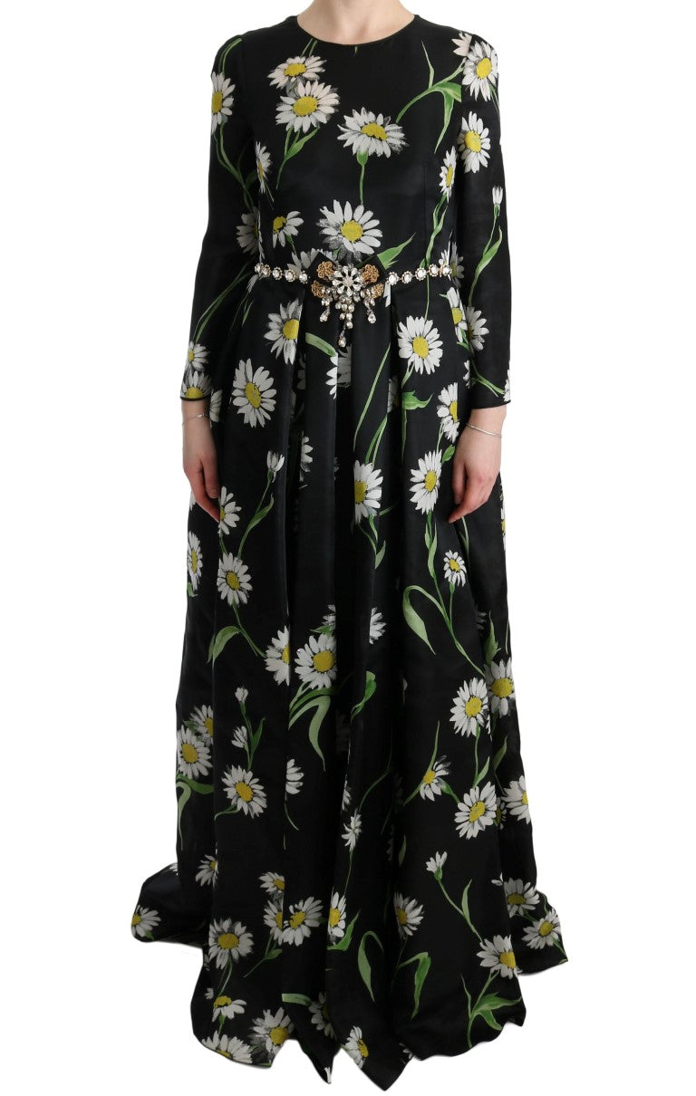 Dolce &amp; Gabbana Robe longue élégante tournesol avec cristaux