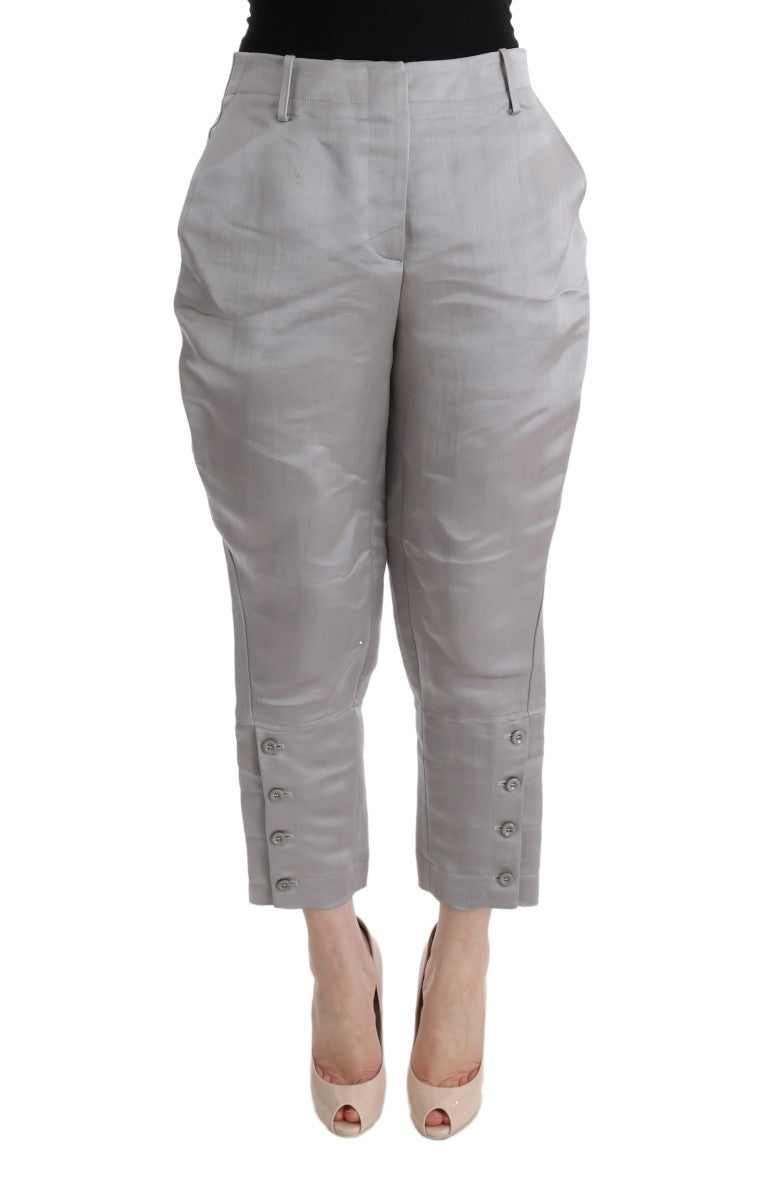 Ermanno Scervino Pantalon court en soie gris chic