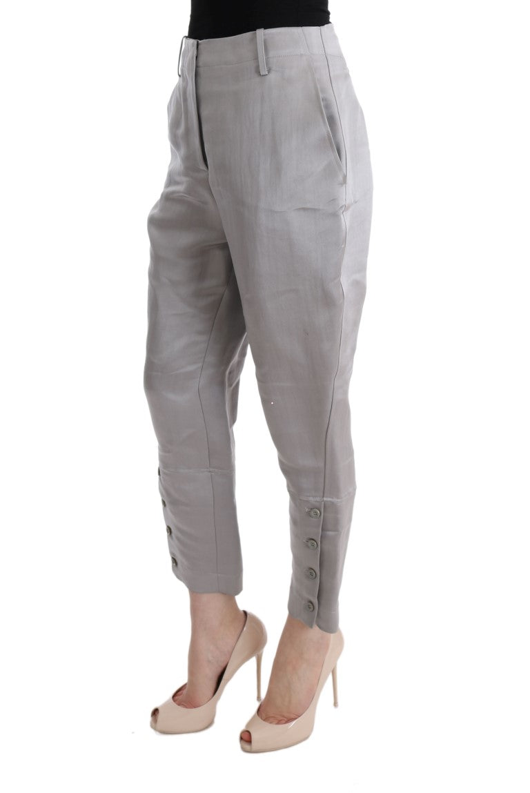 Ermanno Scervino Pantalon court en soie gris chic