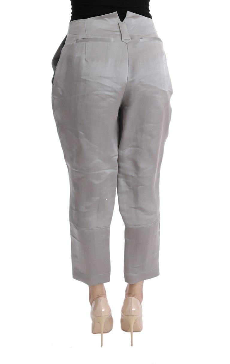 Ermanno Scervino Pantalon court en soie gris chic