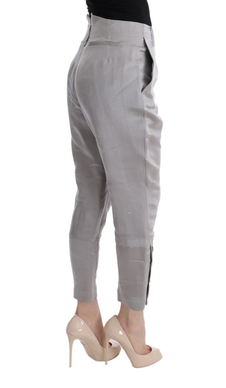 Ermanno Scervino Pantalon court en soie gris chic