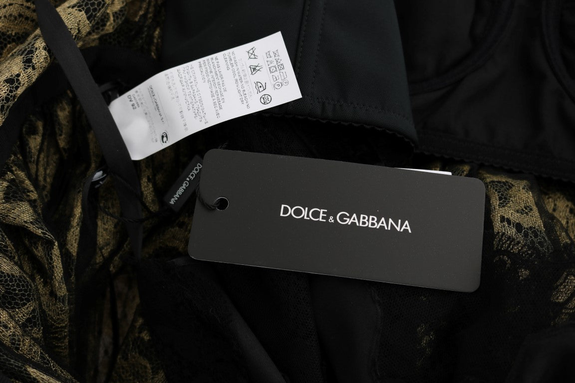 Dolce &amp; Gabbana Robe droite longue en dentelle et cristal tournesol