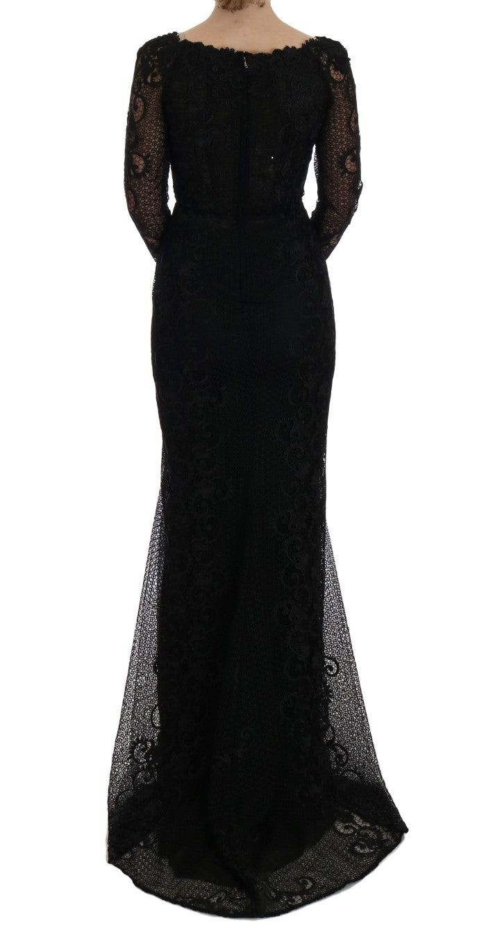 Dolce &amp; Gabbana Robe longue fourreau noire élégante sur toute la longueur