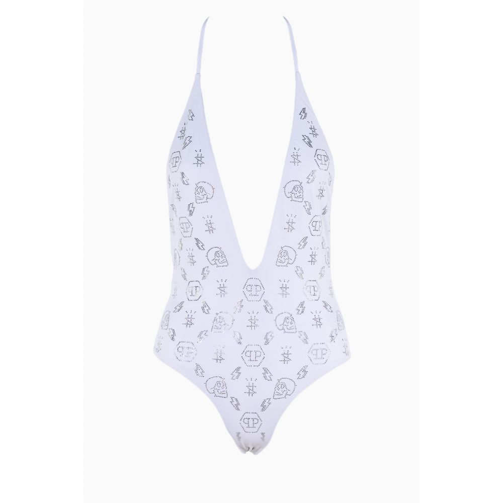 Philipp Plein Maillot de bain blanc orné de strass