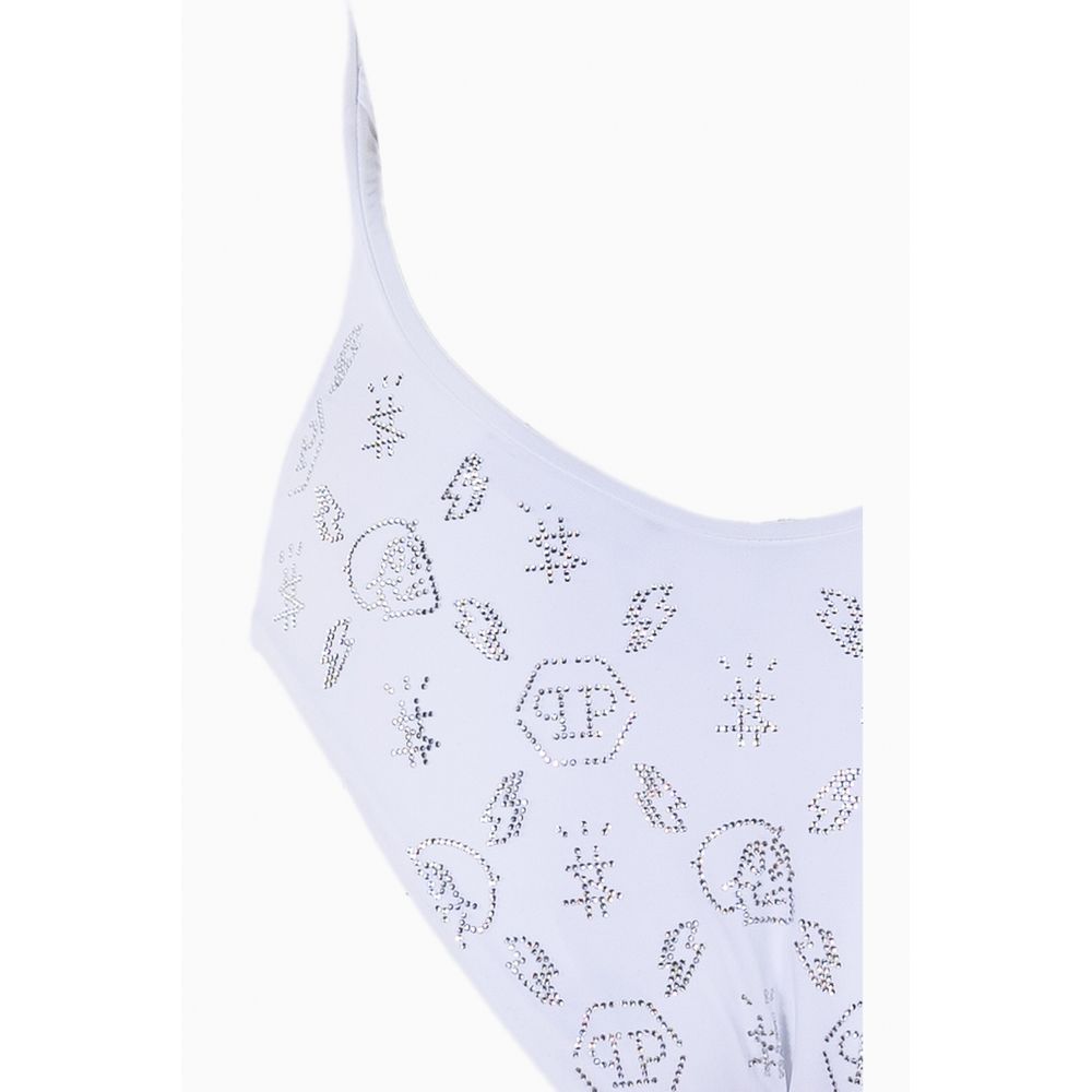 Philipp Plein Maillot de bain blanc orné de strass