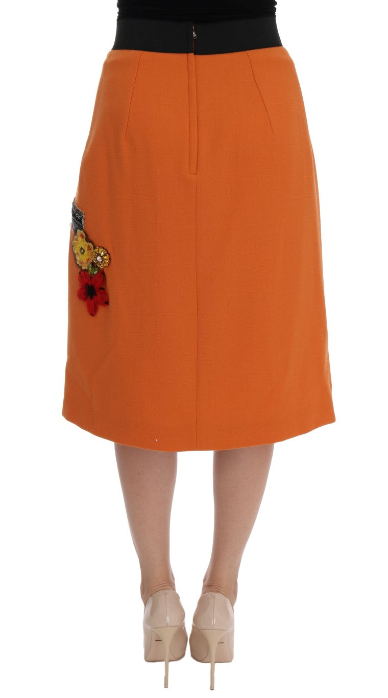 Jupe en laine ornée Dolce &amp; Gabbana en orange vif