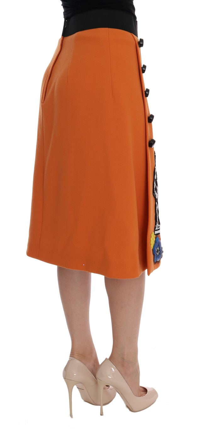 Jupe en laine ornée Dolce &amp; Gabbana en orange vif