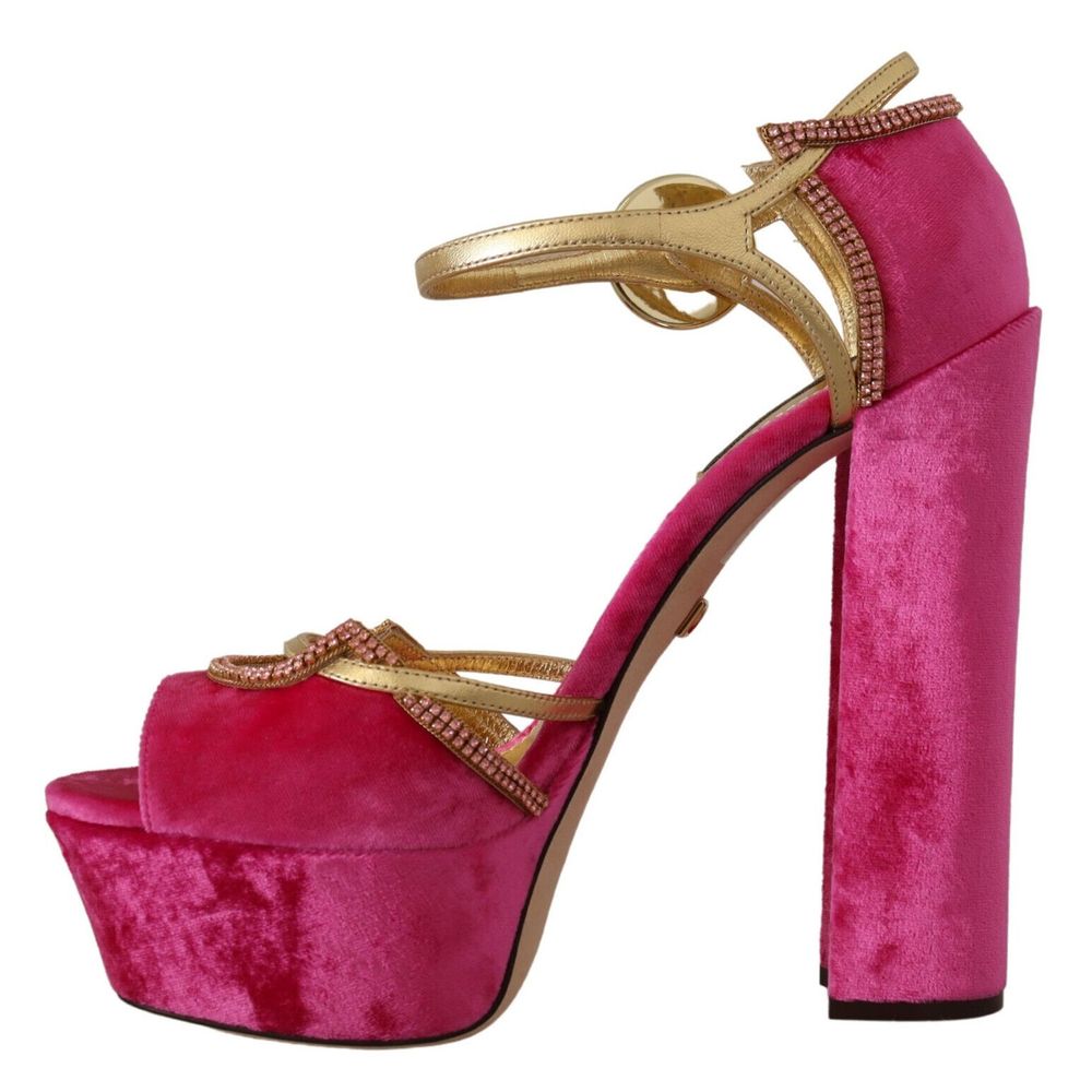 Dolce & Gabbana Velvet Crystal-Embellished Heeled Sandals