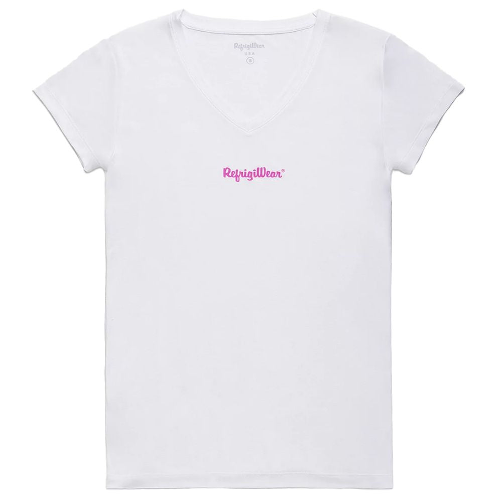 Refrigiwear T-shirt élégant avec logo à col en V en blanc immaculé