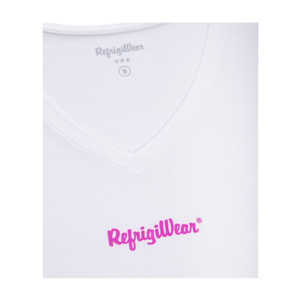 Refrigiwear T-shirt élégant avec logo à col en V en blanc immaculé