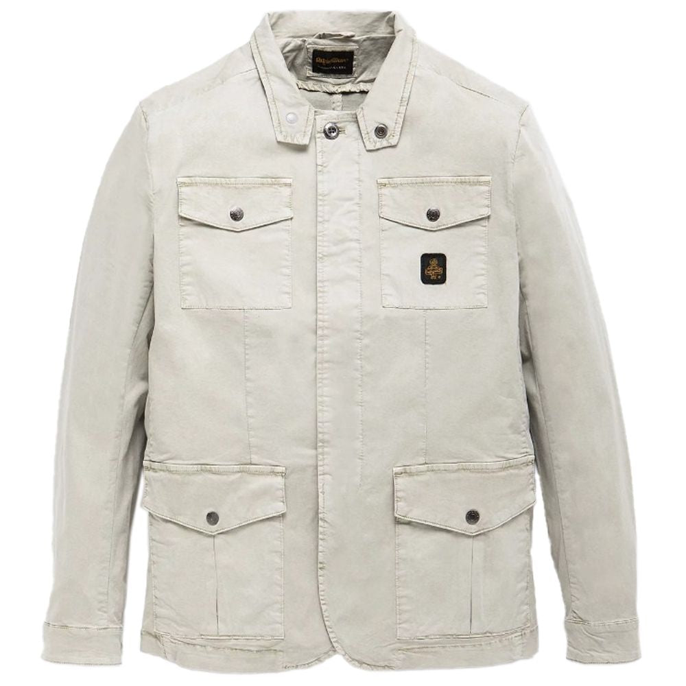 Refrigiwear Veste élégante en coton beige à quatre poches