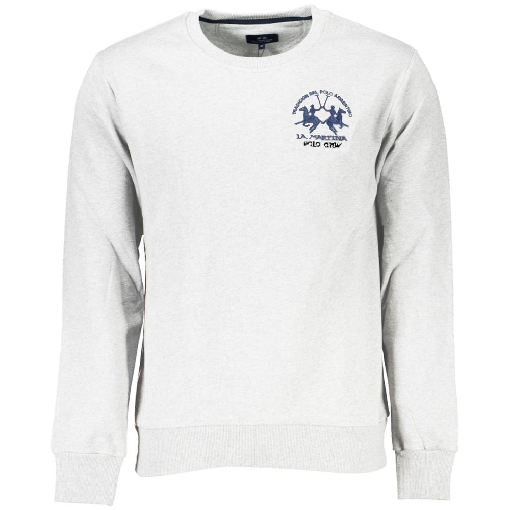 La Martina - Sweat-shirt élégant à col rond en coton blanc