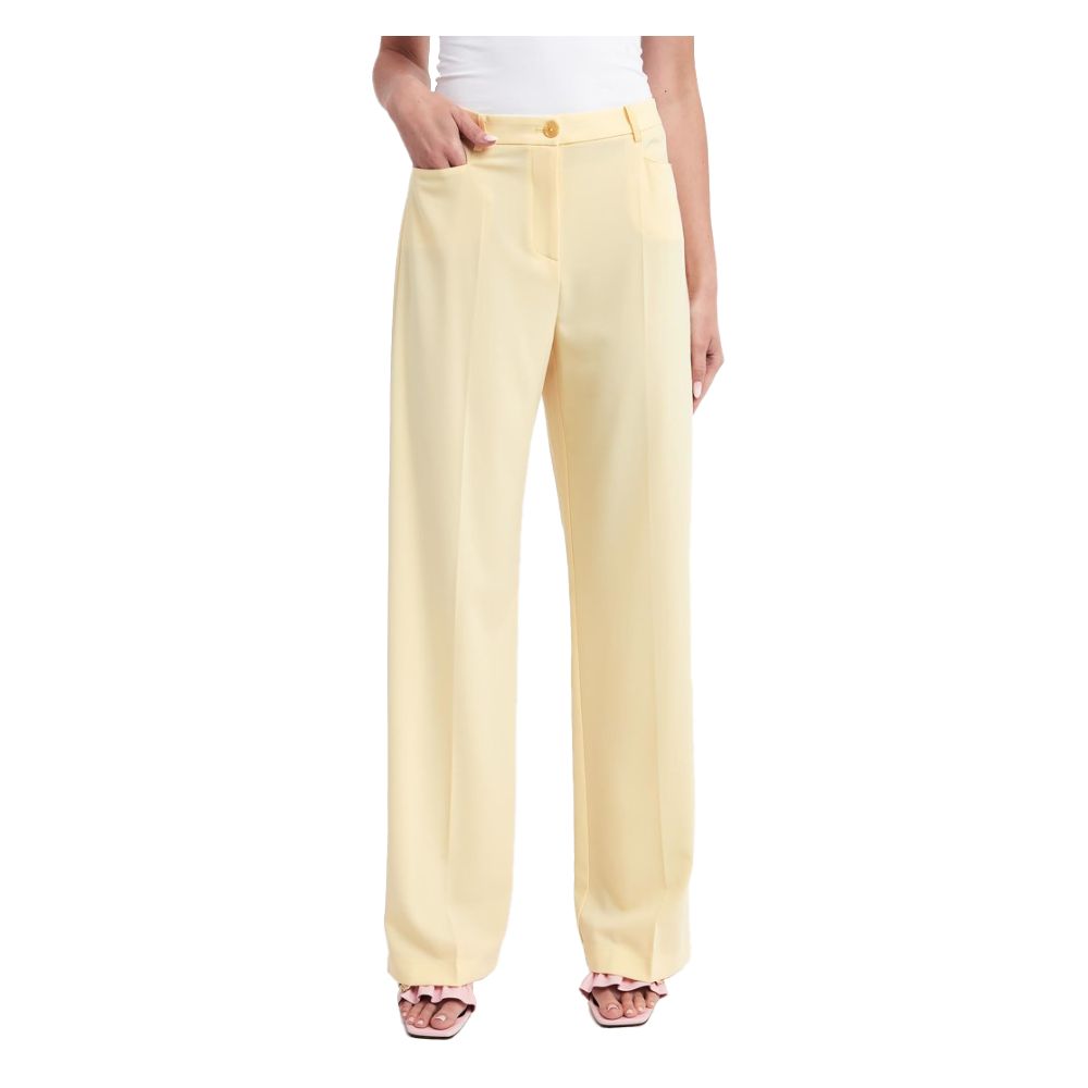 Patrizia Pepe Pantalon élégant en tissu lisse en jaune