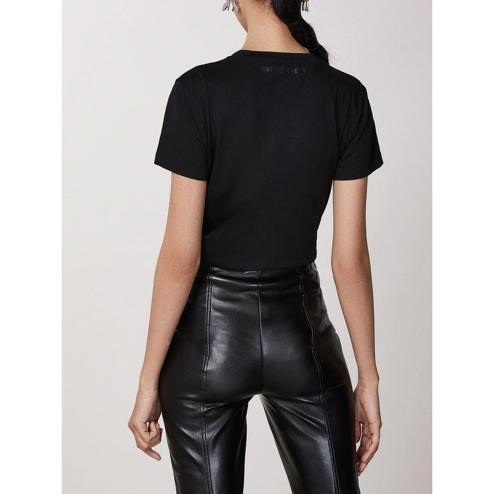 Patrizia Pepe T-shirt chic en coton noir orné de strass