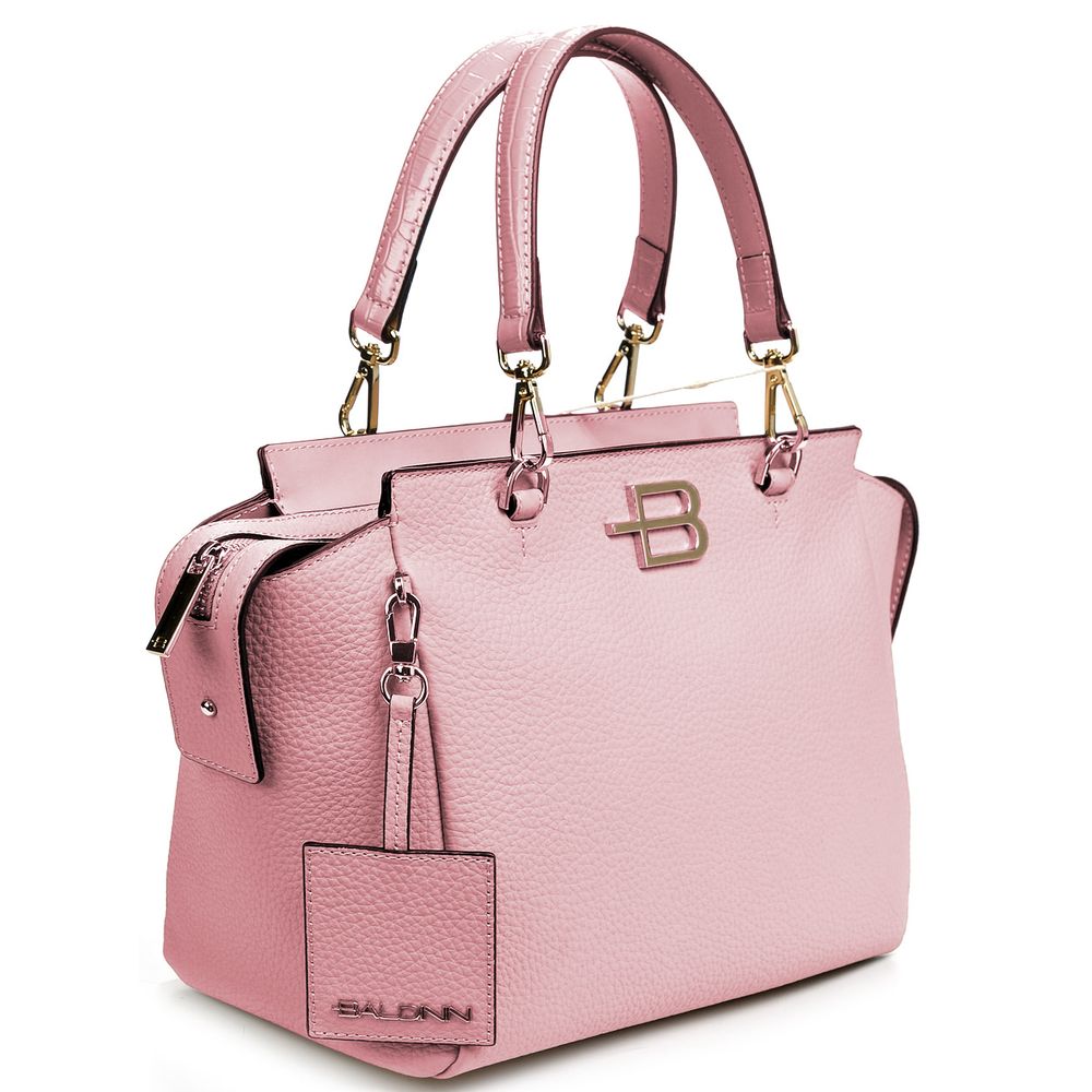 Baldinini Trend Chic Sac à main en cuir de veau texturé rose