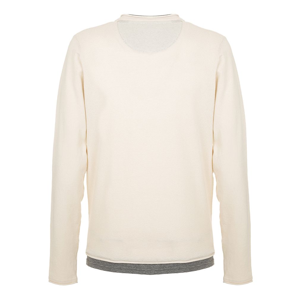 Fred Mello Chic Beige Long Sleeve Cotton Blend Sweater