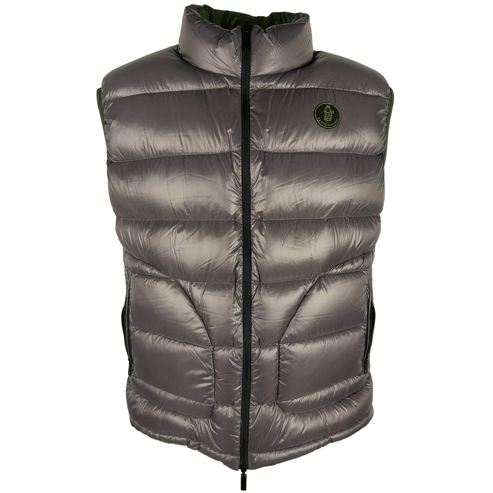 Gilet réversible en duvet de canard vert et gris Centogrammi Chic