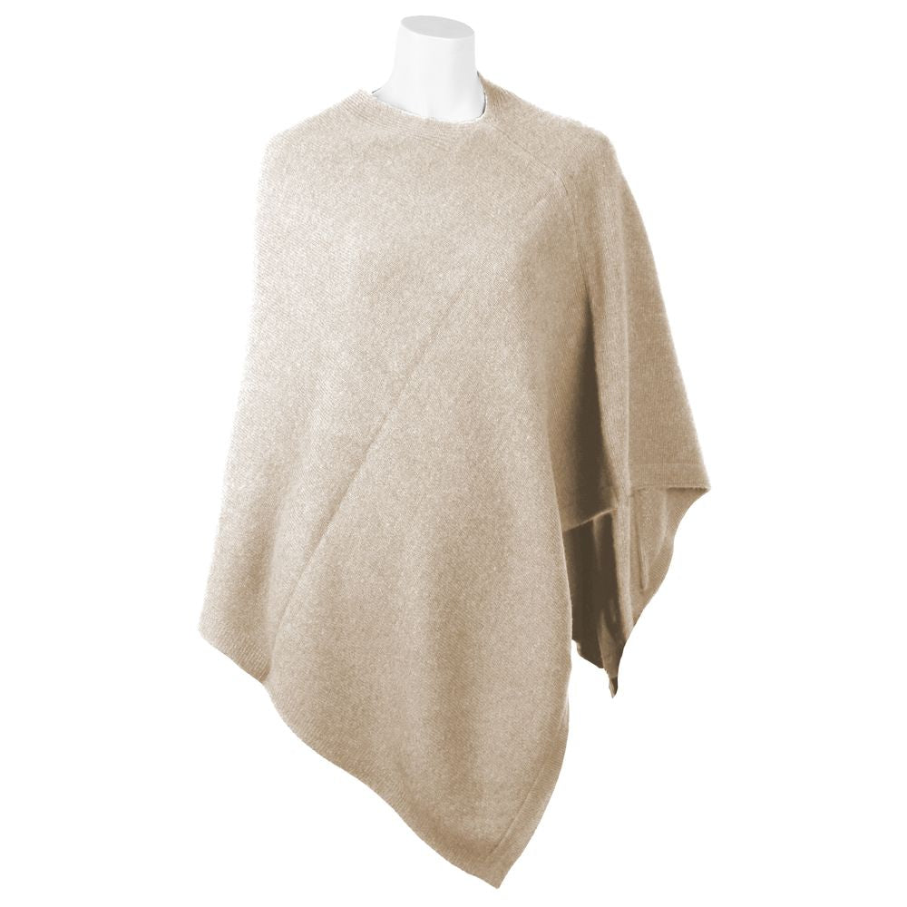 Emilio Romanelli Poncho chic en cachemire à col en V en beige