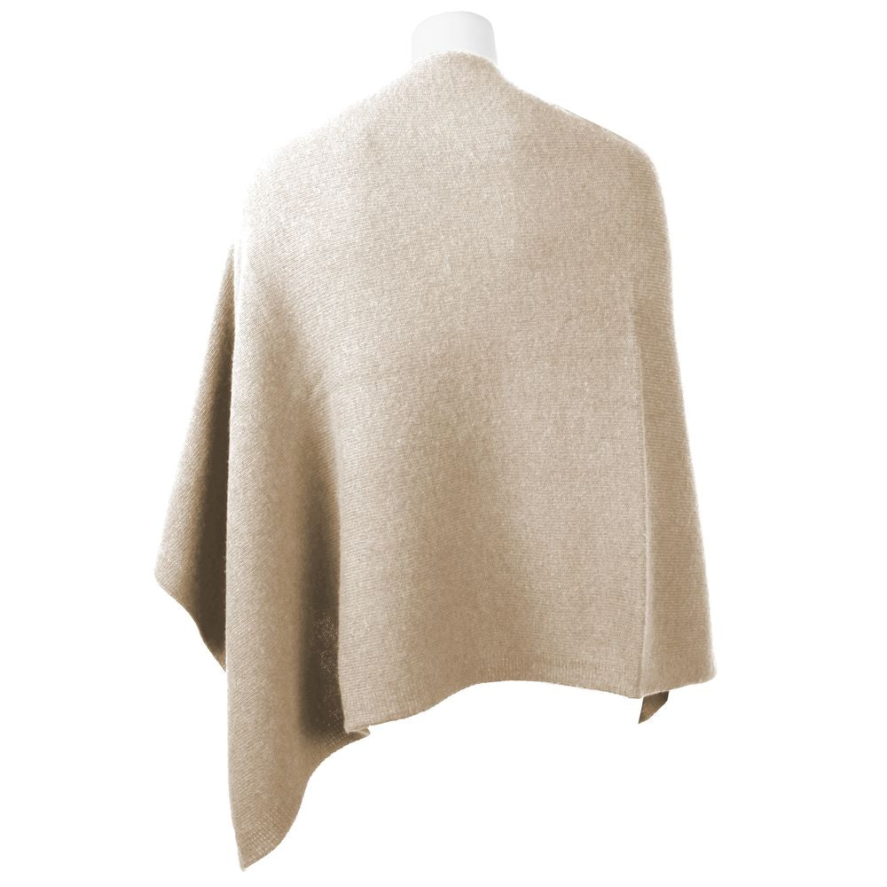 Emilio Romanelli Poncho chic en cachemire à col en V en beige