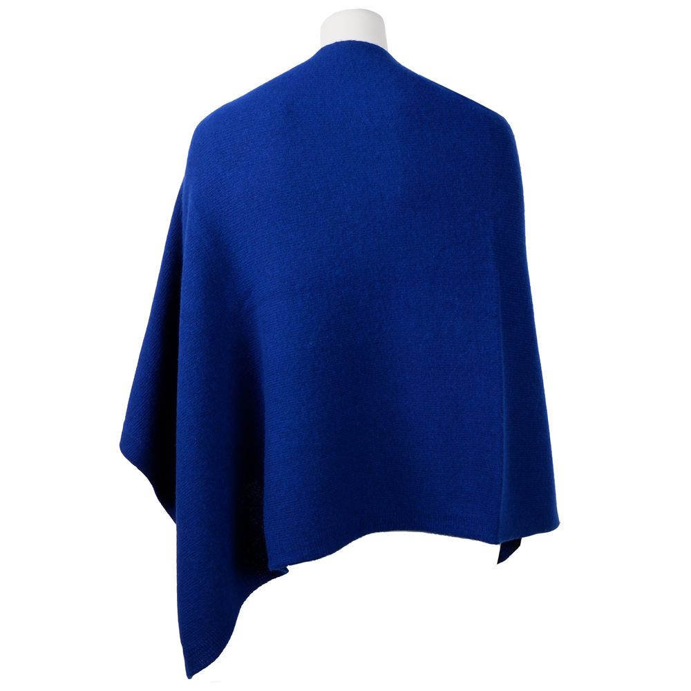 Emilio Romanelli Poncho élégant en cachemire à col en V en bleu