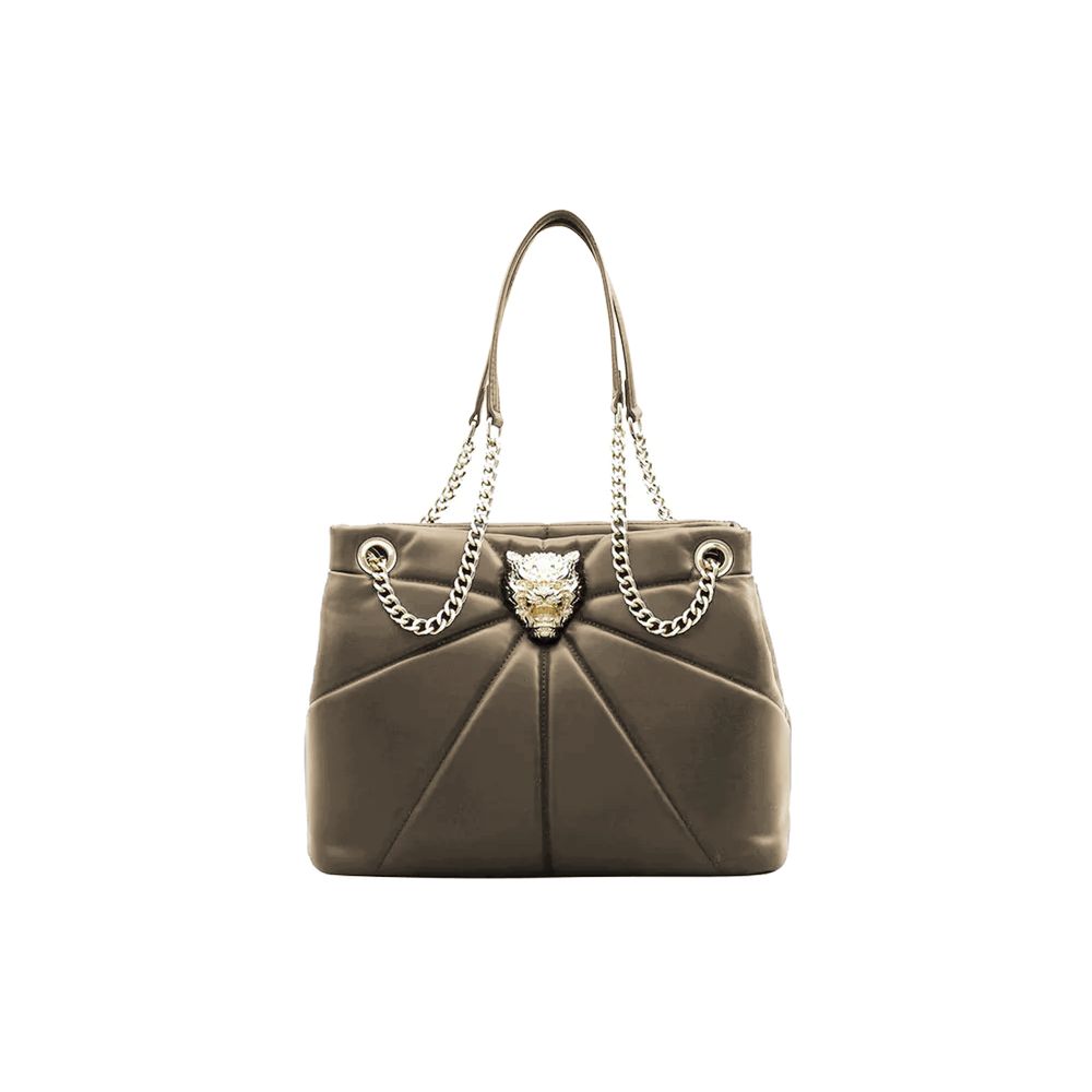 Plein Sport Elegant Faux Leather Gold-Chain Tote