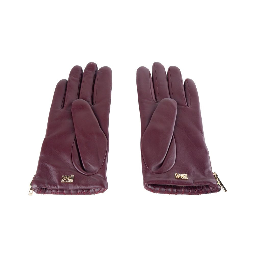 Gants élégants en cuir d'agneau Cavalli Class en rose