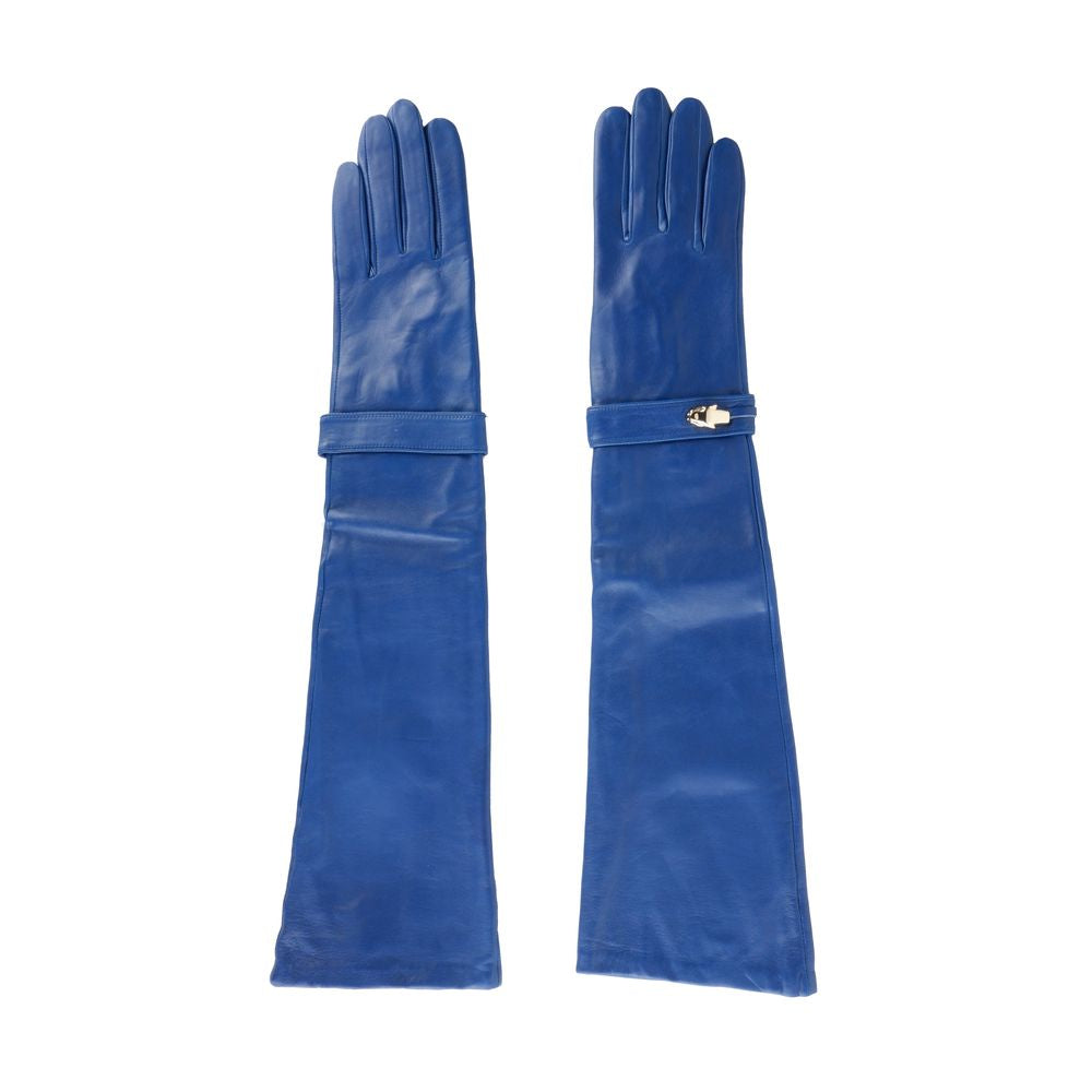 Gants en cuir bleu élégants Cavalli Class