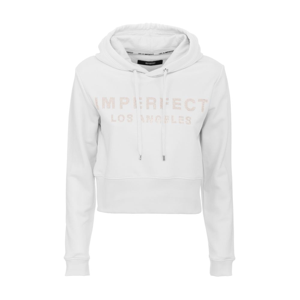 Sweat à capuche blanc avec logo en strass éblouissant imparfait