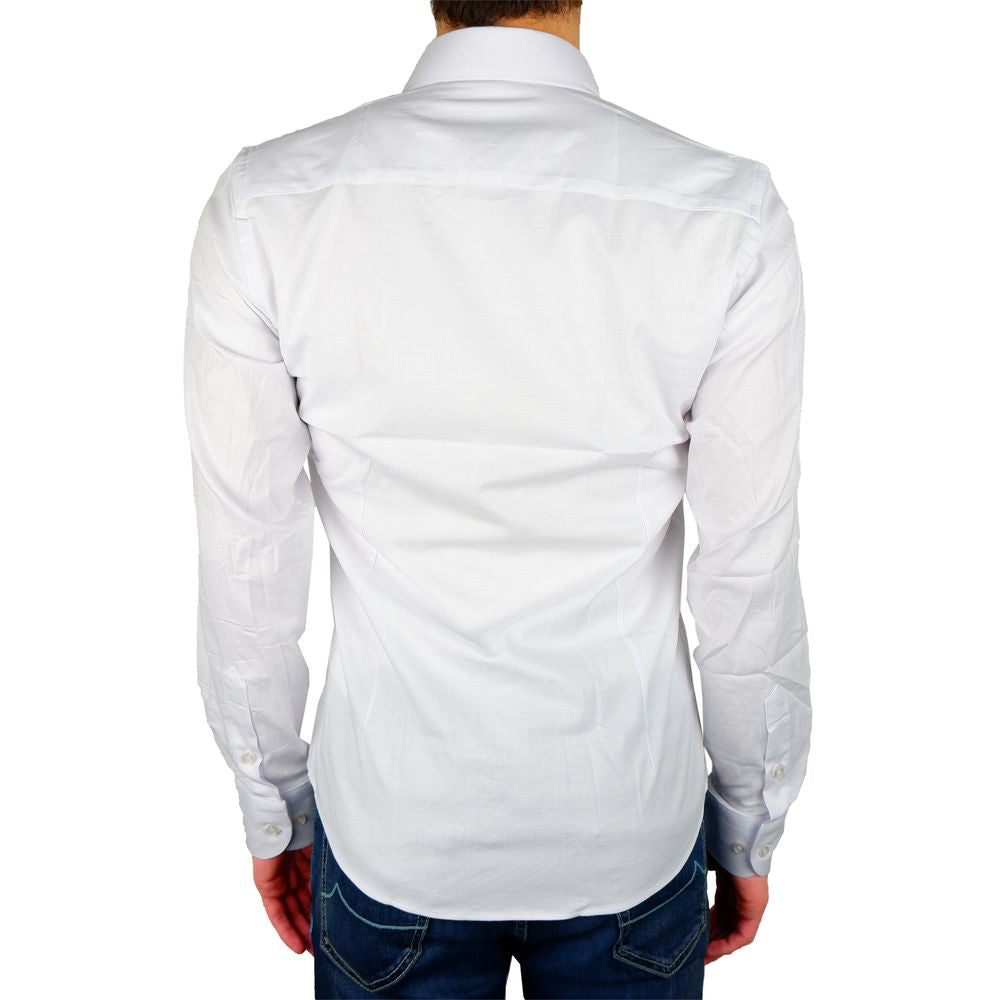 Chemise élégante en gabardine blanche Milano fabriquée en Italie