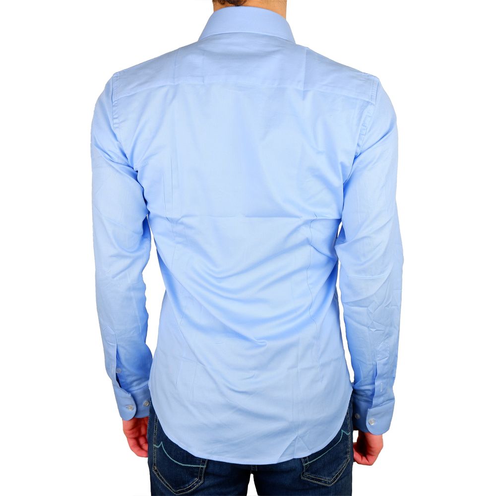 Made in Italy Chemise élégante Milano en gabardine bleu clair